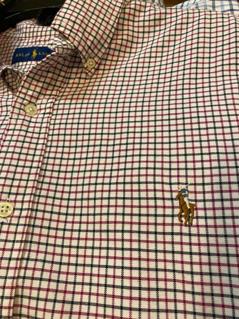 Ralph Lauren Men's Button-Down Check Shirt in Red and White- Multicolor Pony